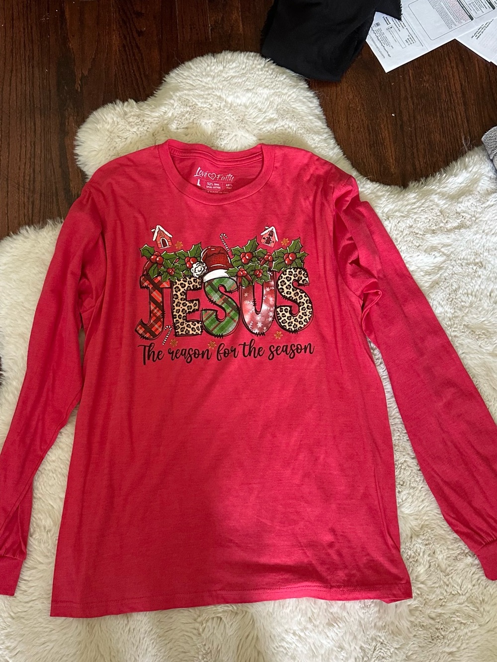 Red 'Jesus The Reason For The Season' Holiday Long Sleeve Tee